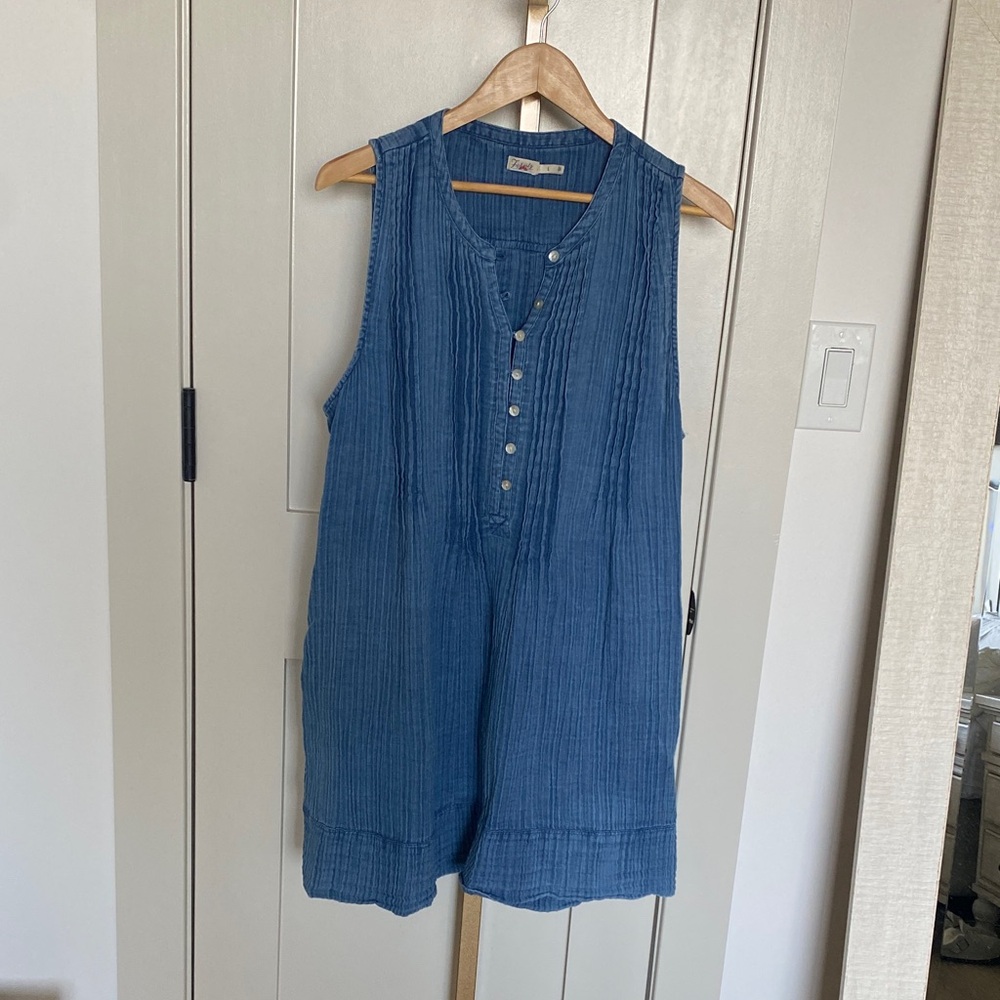 Faherty Blue Button-Down Tunic